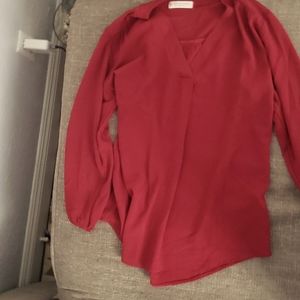Burgundy blouse 3/4 gathered sleeve